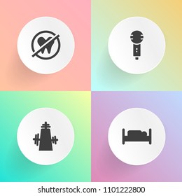 Modern, simple vector icon set on gradient backgrounds with white, dentist, care, metal, studio, old, music, pillow, karaoke, colander, double, equipment, black, modern, healthy, object, bedroom icons