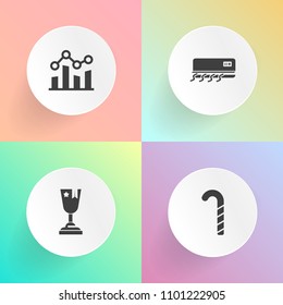 Modern, simple vector icon set on gradient backgrounds with candy, first, growth, business, color, up, temperature, concept, white, sugar, win, profit, lolly, dessert, best, sweet, champion, air icons