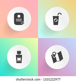 Modern, simple vector icon set on gradient backgrounds with scan, fruit, xray, diagnostic, radiology, city, scanner, healthy, navigation, sign, identity, street, patient, location, map, sweet icons