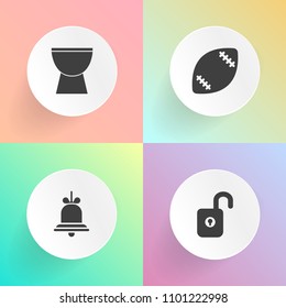 Modern, simple vector icon set on gradient backgrounds with notification, music, spotlight, ring, grass, goal, alert, call, alarm, sign, bell, key, soccer, reminder, percussion, game, web, ball icons