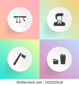 Modern, simple vector icon set on gradient backgrounds with espresso, business, saw, time, tool, people, table, axe, building, black, cafe, brown, hot, sign, food, casual, young, sugar, physics icons