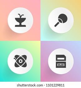 Modern, simple vector icon set on gradient backgrounds with ping, moon, star, folder, night, racket, nature, earth, architecture, play, file, table, water, sign, document, white, button, ball icons