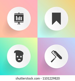 Modern, simple vector icon set on gradient backgrounds with website, white, old, work, modern, annual, diagram, business, document, color, style, chart, graph, sign, young, repair, interior, tag icons