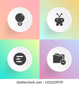 Modern, simple vector icon set on gradient backgrounds with button, summer, nature, document, archive, business, bulb, beauty, ui, creative, blue, beautiful, wing, paper, information, mobile icons
