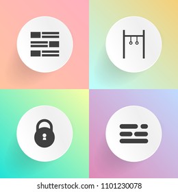Modern, simple vector icon set on gradient backgrounds with layout, exercise, fitness, blue, news, newspaper, clean, radio, communication, training, silhouette, web, sport, gymnast, activity icons