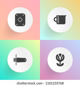 Modern, simple vector icon set on gradient backgrounds with petal, technology, measurement, digital, cup, summer, spring, sign, water, liquid, play, casino, vegas, transparent, card, blossom icons