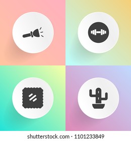 Modern, simple vector icon set on gradient backgrounds with exotic, garden, letter, postage, stamp, lamp, tool, bulb, electric, beautiful, old, health, fitness, plant, equipment, natural, botany icons