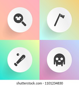Modern, simple vector icon set on gradient backgrounds with construction, grass, lifestyle, female, wrench, baseball, game, league, field, customer, stadium, clothes, american, creature, space icons