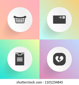 Modern, simple vector icon set on gradient backgrounds with website, mail, email, love, post, send, package, transportation, product, object, graphic, receive, envelope, wicker, shape, marriage icons