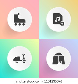 Modern, simple vector icon set on gradient backgrounds with cycle, mountain, camp, hiking, cyclist, bike, paper, summer, file, race, vacation, bicycle, leisure, vintage, lifestyle, recreation icons