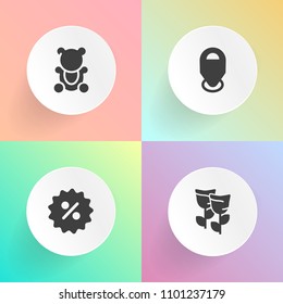 Modern, simple vector icon set on gradient backgrounds with spring, sale, animal, teddy, white, fluffy, single, floral, stuffed, tag, cute, label, coupon, small, nature, map, fun, sign, summer icons