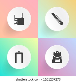 Modern, simple vector icon set on gradient backgrounds with mri, notebook, copy, space, workplace, sign, business, patient, white, desk, school, travel, blank, computer, cut, table, diagnostic icons
