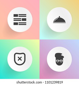 Modern, simple vector icon set on gradient backgrounds with graphic, security, decoration, young, key, element, food, internet, vintage, safety, dinner, modern, television, global, web, media icons
