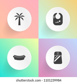 Modern, simple vector icon set on gradient backgrounds with delicious, snack, cuisine, cooking, rattle, meat, food, dog, nursery, newborn, kitchen, fresh, white, baby, infant, lunch, fast, hot,  icons