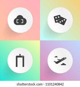 Modern, simple vector icon set on gradient backgrounds with medical, connection, internet, sign, travel, jet, luck, departure, equipment, trip, business, tourism, xray, gambling, machine, casino icons