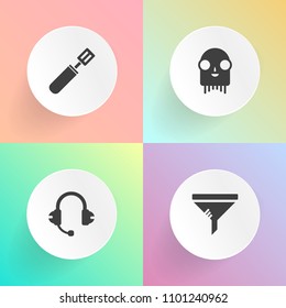 Modern, simple vector icon set on gradient backgrounds with graphic, space, view, creature, change, service, pollution, blue, fiction, ufo, pan, audio, alien, food, radio, conditioner, air, sign icons