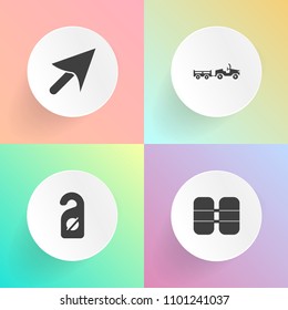 Modern, simple vector icon set on gradient backgrounds with oxygen, hand, door, mouse, pointer, privacy, shipping, regulator, truck, label, valve, gas, internet, sign, underwater, pressure, tank icons