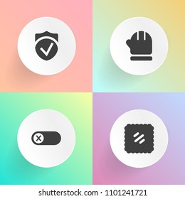 Modern, simple vector icon set on gradient backgrounds with paper, letter, finger, winter, activate, button, business, home, protect, technology, control, off, old, gloves, security, mittens icons