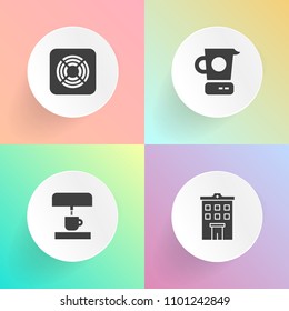 Modern, simple vector icon set on gradient backgrounds with blower, ventilator, latte, cook, fan, cooling, wind, business, espresso, cooking, household, pot, tool, architecture, cooler, modern icons