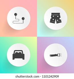 Modern, simple vector icon set on gradient backgrounds with point, energy, wear, shirt, template, map, clothes, equipment, place, transportation, illuminate, silhouette, location, transport, car icons