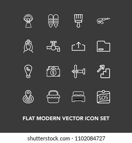 Modern, Simple Vector Icon Set On Dark Background With , Cycle, Money, Label, Grass, Mobile, Double, Cash, White, War, Down, Summer, Upstairs, Sign, Gun, Bedroom, Downstairs, Sky, Currency, Hot Icons