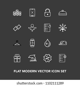 Modern, Simple Vector Icon Set On Dark Background With Giftbox, Sale, Checklist, Hand, Abstract, Wildlife, Drop, Liquid, Industrial, Cap, Ocean, Cancel, Coaxial, Rain, Clothing, Subscription Icons