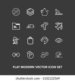 Modern, simple vector icon set on dark background with kettle, fish, bbq, business, data, seafood, internet, sport, forbidden, sign, workout, food, human, fitness, office, eye, thermometer, tea icons