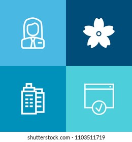 Modern, simple vector icon set on colorful background with executive, sign, employer, employment, approve, internet, people, estate, building, concept, property, human, floral, approved, branch icons