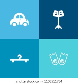 Modern, simple vector icon set on colorful background with sea, musician, drive, underwater, instrument, coat, swim, summer, shop, musical, activity, transport, hanger, automotive, music, scuba icons