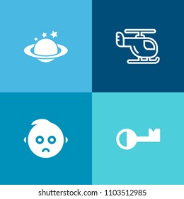 Modern, simple vector icon set on colorful background with geography, orbit, kid, close, nature, air, safe, security, sky, transportation, rotor, portrait, sign, house, science, helicopter, lock icons