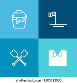 Modern, simple vector icon set on colorful background with shirt, household, boat, clothes, green, container, water, cortes, new, travel, white, landscape, sea of cortes, bucket, mexico, male icons