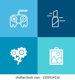 Modern, simple vector icon set on colorful background with album, background, button, photography, photo, nature, makeup, graphic, lipstick, technology, summer, spring, leaf, lip, web, fashion icons