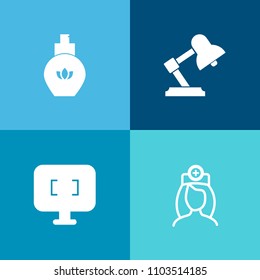 Modern, simple vector icon set on colorful background with beauty, uniform, electric, healthcare, luxury, nurse, professional, doctor, aroma, light, desk, health, modern, medical, table, female icons