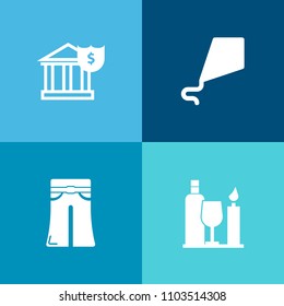 Modern, simple vector icon set on colorful background with young, summer, leisure, drink, child, money, woman, economy, bottle, fly, financial, wineglass, alcohol, cash, barrel, business, toy icons