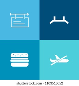 Modern, Simple Vector Icon Set On Colorful Background With Business, Light, Template, Poster, Up, Fast, White, Meal, Billboard, Marketing, Transportation, Banner, Web, Ad, Empty, Airport, Flight Icons