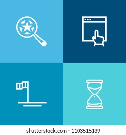 Modern, simple vector icon set on colorful background with mouse, look, sign, cortes, sea of cortes, blue, technology, search, website, nature, ocean, glass, pointer, beach, sea, hour, measure icons