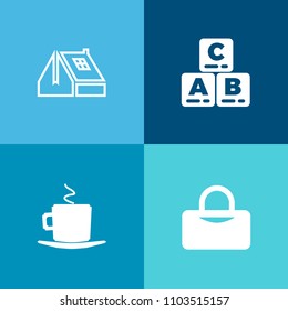 Modern, simple vector icon set on colorful background with game, cappuccino, coffee, construction, cafe, travel, kid, girl, window, building, boy, exterior, modern, fun, hot, colorful, play, cup icons