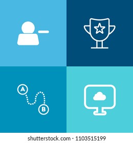 Modern, simple vector icon set on colorful background with interface, champion, map, success, location, connection, award, navigation, user, weather, internet, pictogram, place, button, cup, win icons