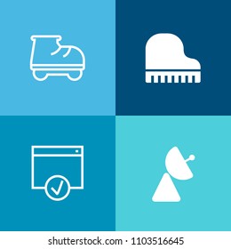 Modern, simple vector icon set on colorful background with summer, female, fun, approve, sound, amusement, lifestyle, concept, instrument, park, people, keyboard, approved, coaster, graphic, web icons