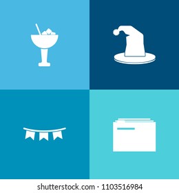 Modern, simple vector icon set on colorful background with concept, storage, art, cocktail, fruit, information, drink, celebration, entertainment, flag, magic, performance, lemon, ice, bar, data icons