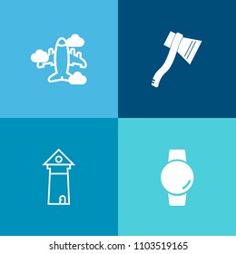Modern, simple vector icon set on colorful background with aviation, air, paris, work, axe, architecture, graphic, transport, touch, time, display, smart, passenger, plane, wireless, equipment icons