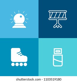 Modern, simple vector icon set on colorful background with hat, saxophone, device, leisure, instrument, sorcery, guitar, skate, computer, connection, drum, boot, usb, skating, witchcraft, sign icons