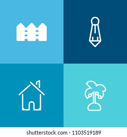 Modern, simple vector icon set on colorful background with palm, businessman, business, tie, barrier, style, coconut, elegant, estate, garden, professional, property, man, black, white, nature icons