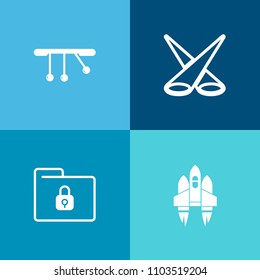 Modern, simple vector icon set on colorful background with glowing, ship, concept, rocket, stage, background, sky, backdrop, abstract, pendulum, data, technology, sign, spotlight, concert, light icons