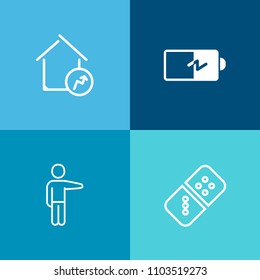 Modern, simple vector icon set on colorful background with charge, fuel, hand, object, electricity, house, risk, energy, load, mortgage, power, pointing, estate, effect, young, domino, full, row icons