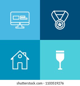 Modern, simple vector icon set on colorful background with new, house, winery, liquid, drink, champion, web, site, beverage, glass, restaurant, wineglass, building, first, success, alcohol icons