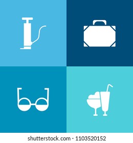 Modern, simple vector icon set on colorful background with object, industry, cone, handbag, petrol, optical, luggage, pump, chocolate, fuel, fashion, flavor, style, icecream, food, vision, bag icons