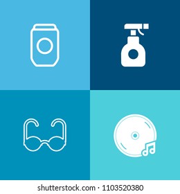 Modern, simple vector icon set on colorful background with microphone, toxic, can, sound, sign, industry, metallic, note, metal, product, pesticide, field, silver, chemical, spring, blank, crop icons