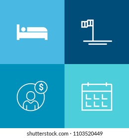 Modern, simple vector icon set on colorful background with mexico, web, green, timetable, finance, bed, relax, accounting, concept, sleep, sky, date, beach, economy, sea, travel, landscape, sign icons