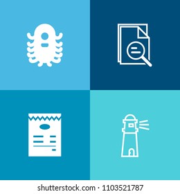 Modern, simple vector icon set on colorful background with beacon, sea, space, navigation, lighthouse, fantasy, optical, futuristic, ufo, lens, monster, alien, menu, coast, sign, travel, nature icons
